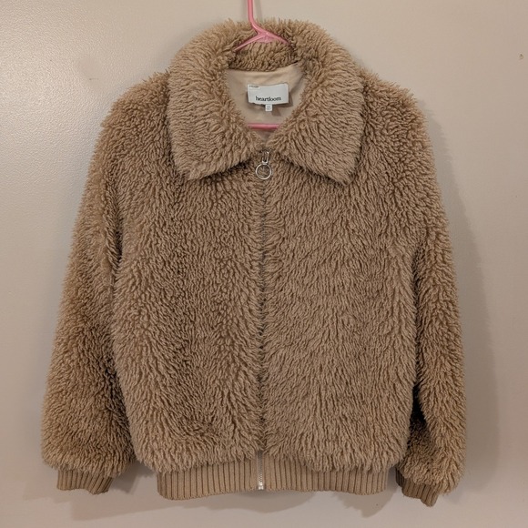 Heartloom Jackets & Blazers - Heartloom Tan Faux Fur Teddy Jacket Sherpa Bomber Zip Up XS 196UJ2A